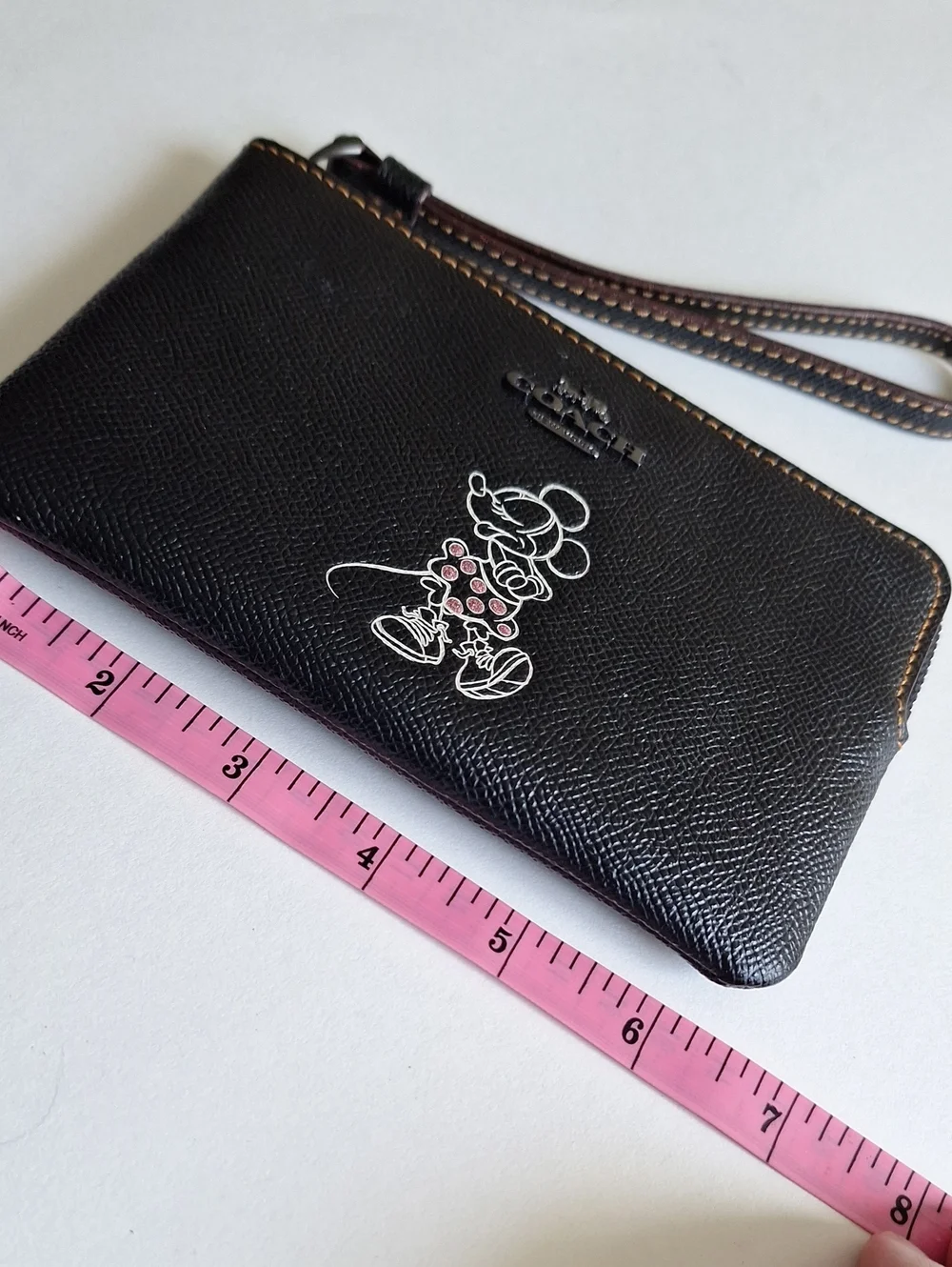 Coach Minnie Mouse Black Leather Wristlet